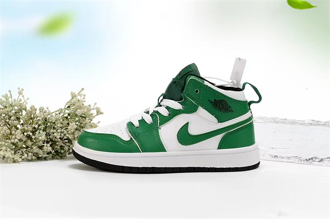 Youth Running Weapon Air Jordan 1 White/Green Shoes 0133